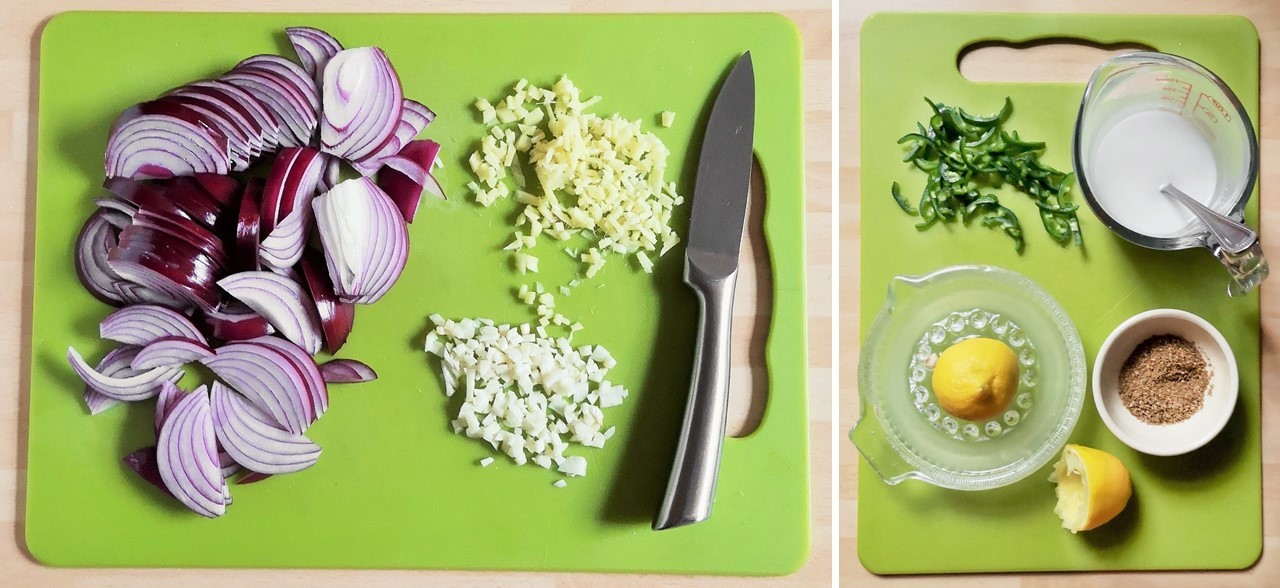 Sliced_red_onion_chopped_garlic_and_ginger_with_green_chilli_coconut_milk_lemon_juice_and_Indian_spice_mix